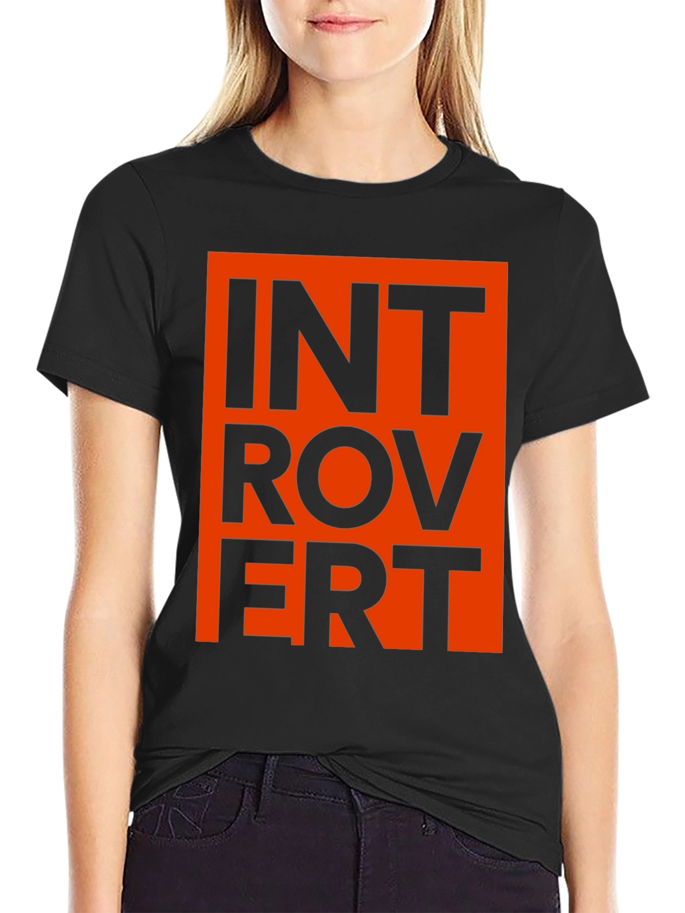 Introvert Graphic Tee - Black T-Shirt with Bold Design