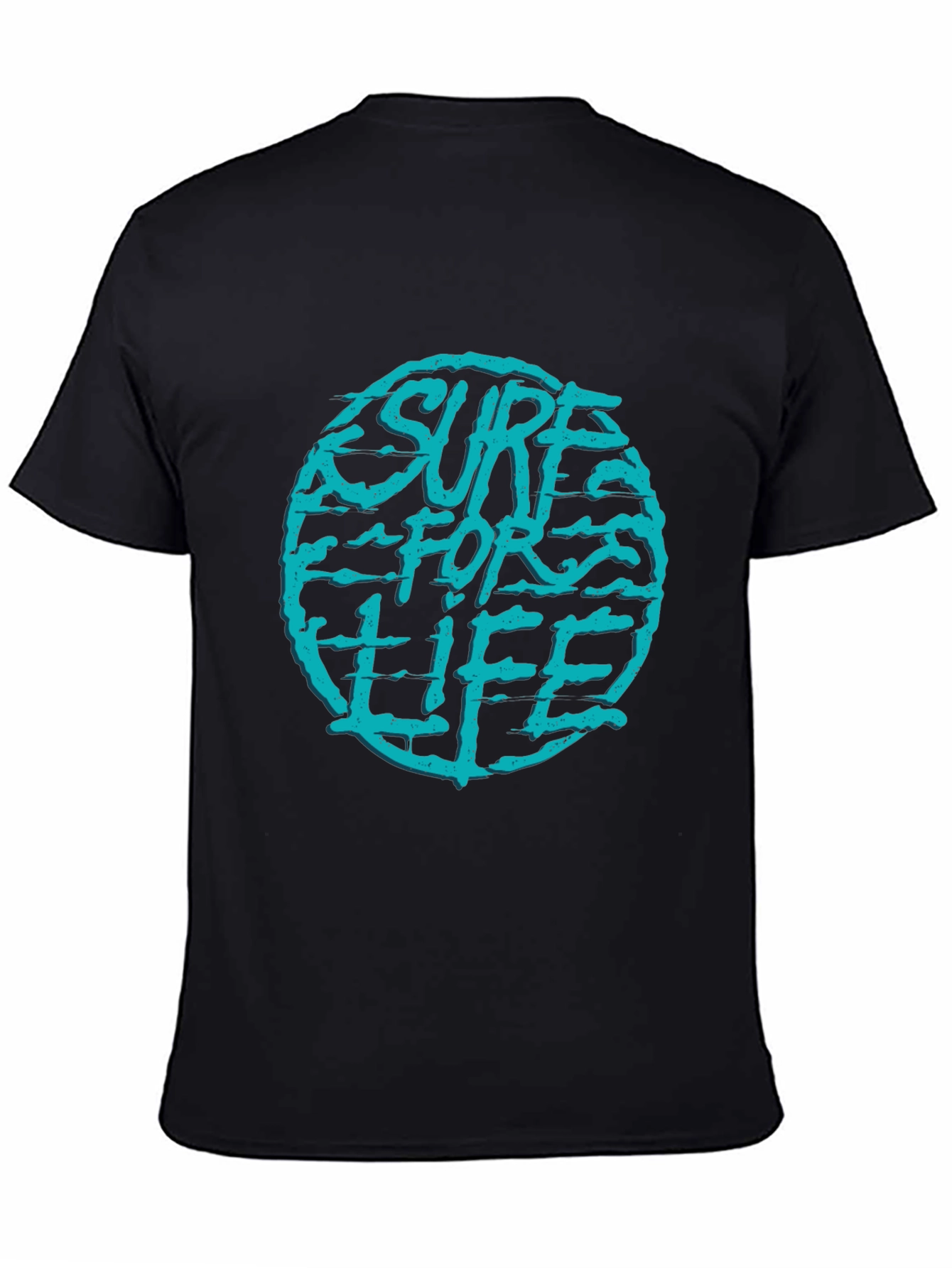 Surf For Life Graphic Tee - Black Cotton T-Shirt