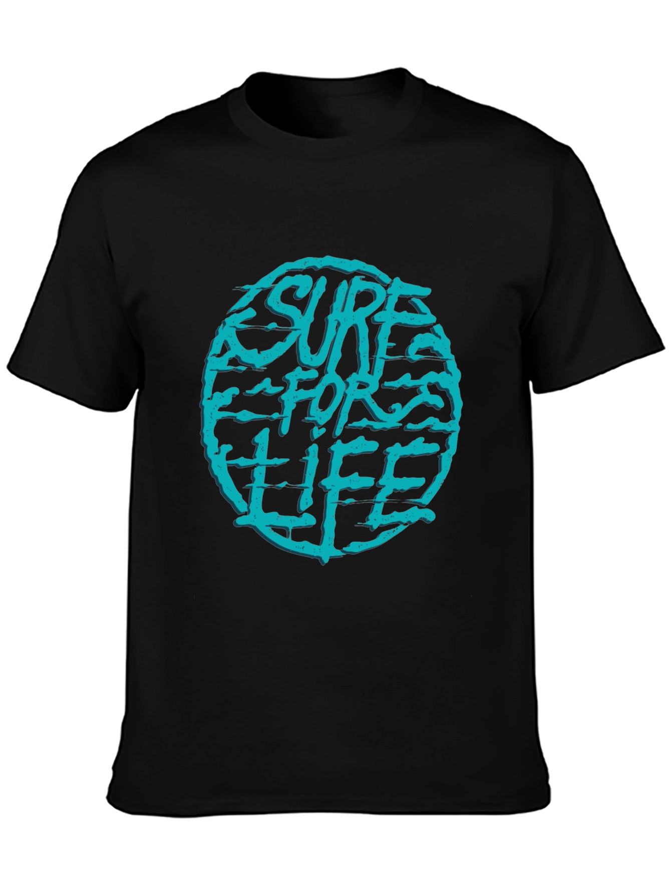 Surf For Life Graphic Tee - Black Cotton T-Shirt