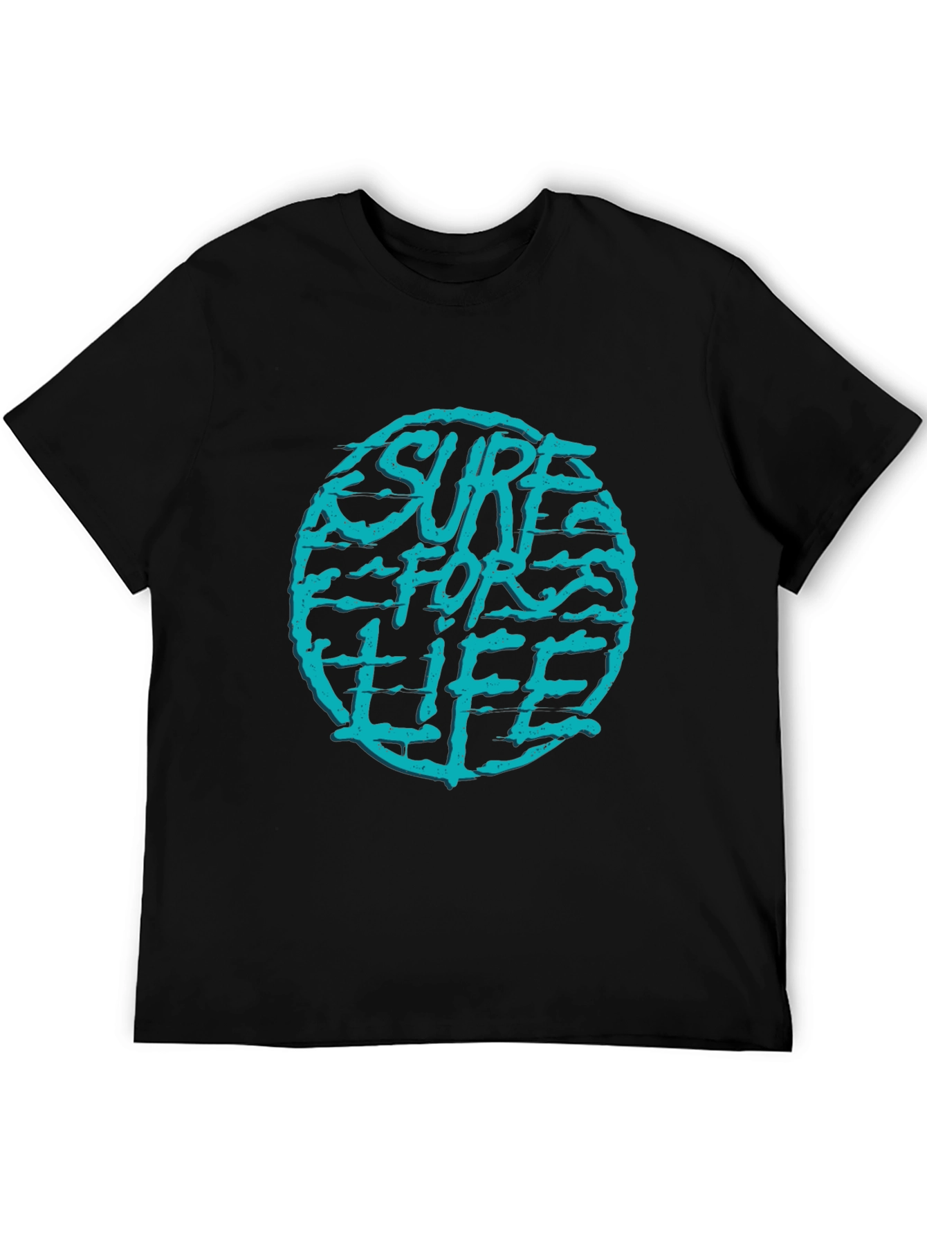 Surf For Life Graphic Tee - Black Cotton T-Shirt