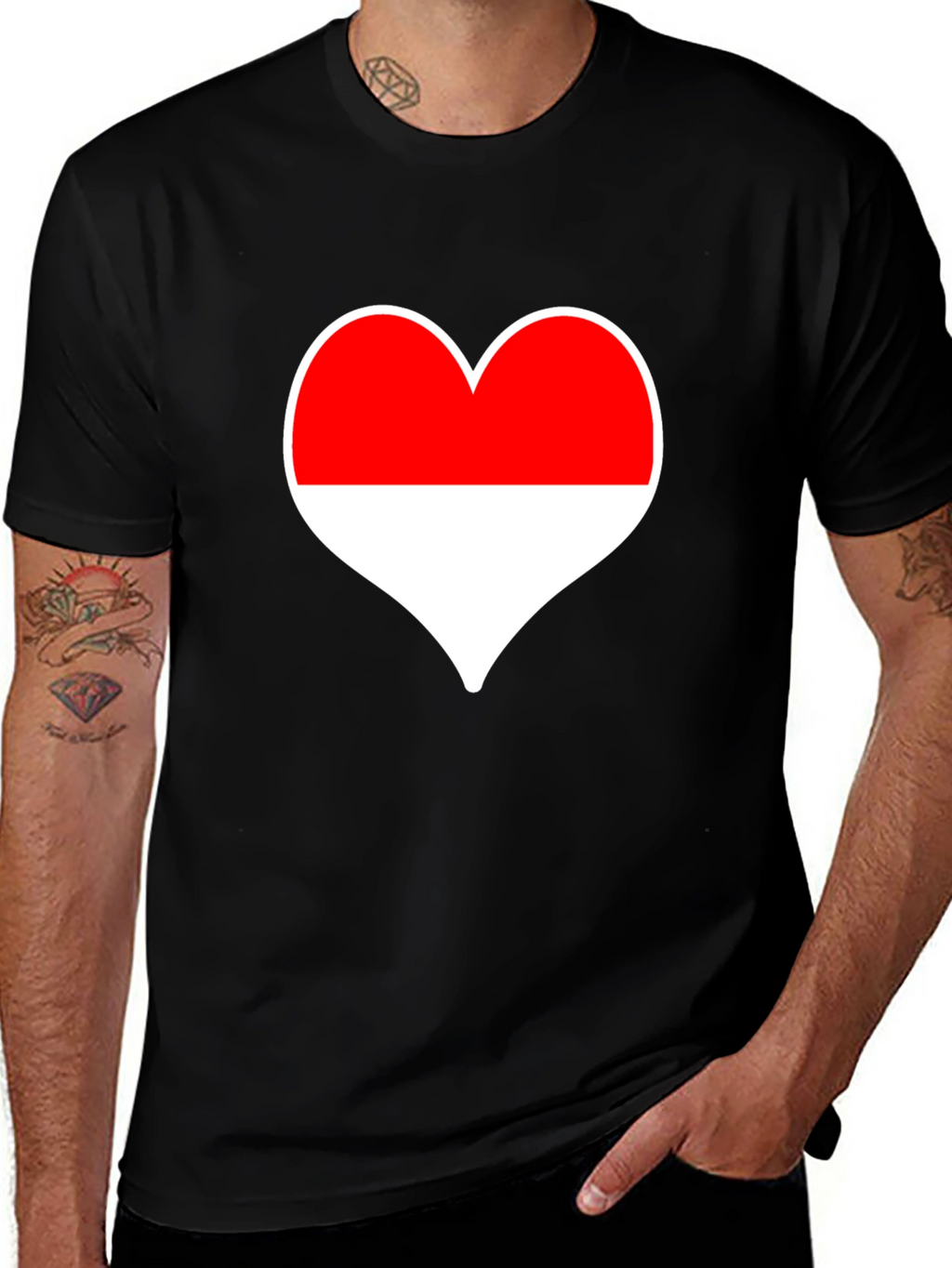 Love Indonesia T-Shirt - Black Heart Design