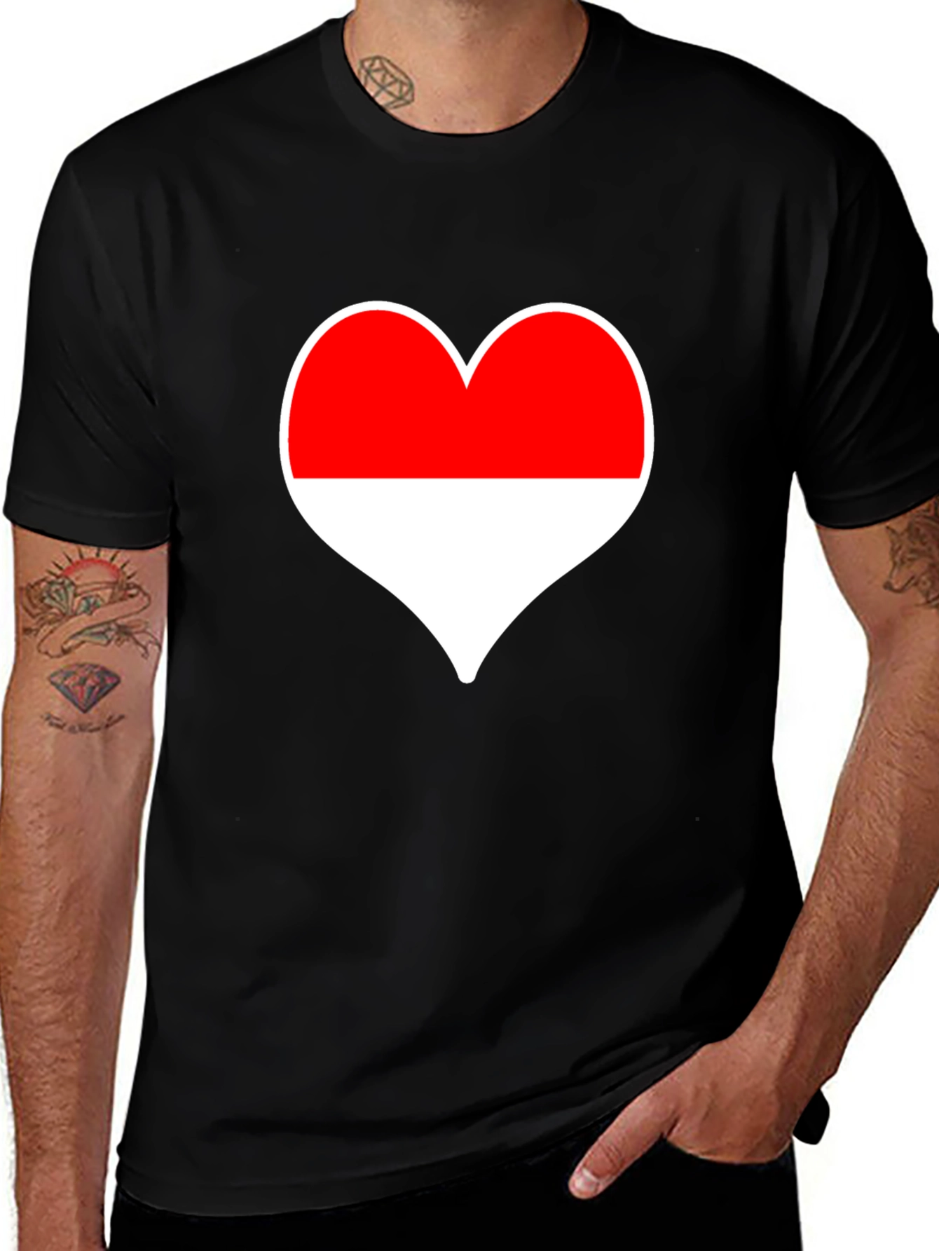 Love Indonesia T-Shirt - Black Heart Design