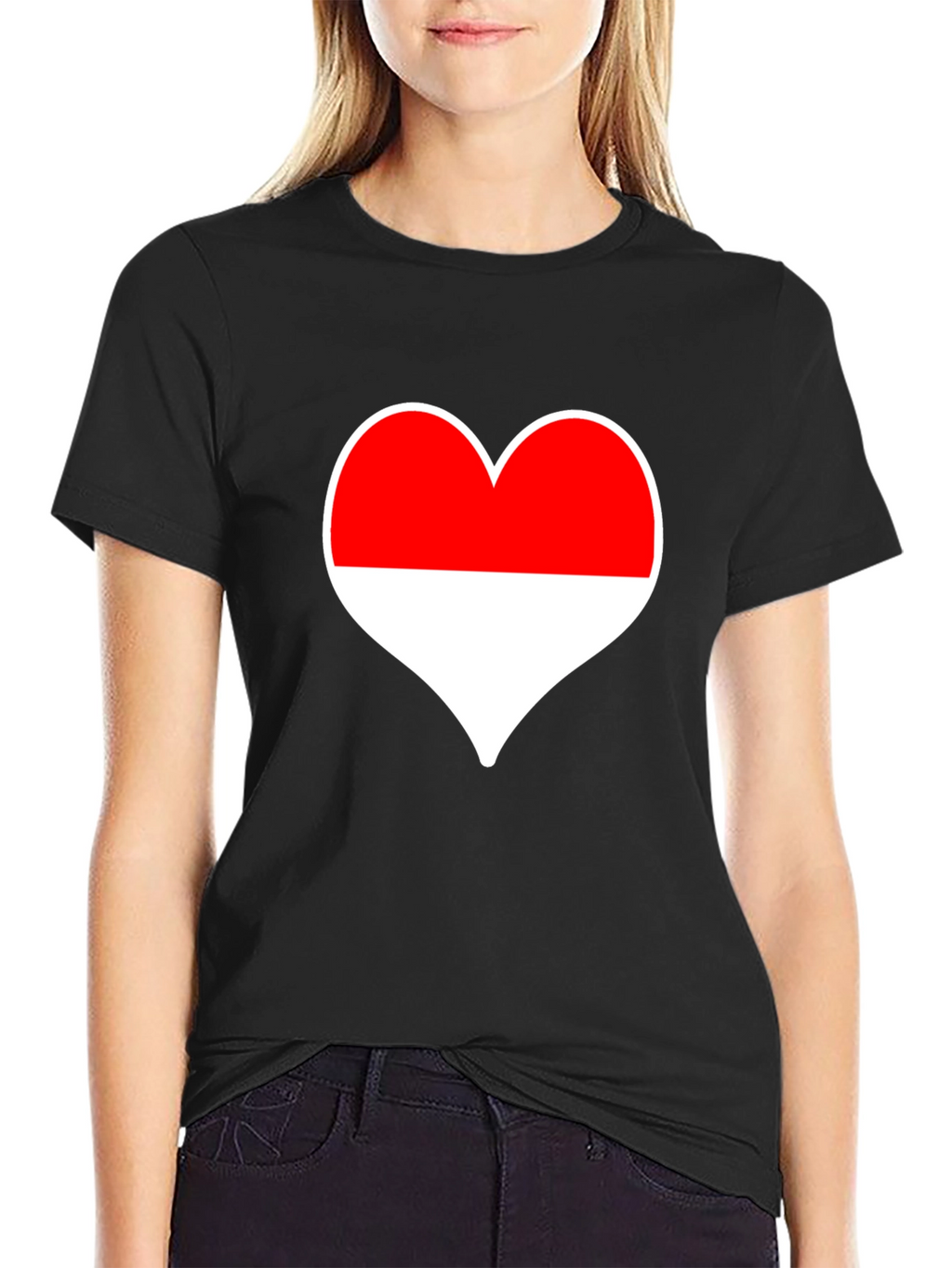 Love Indonesia T-Shirt - Black Heart Design