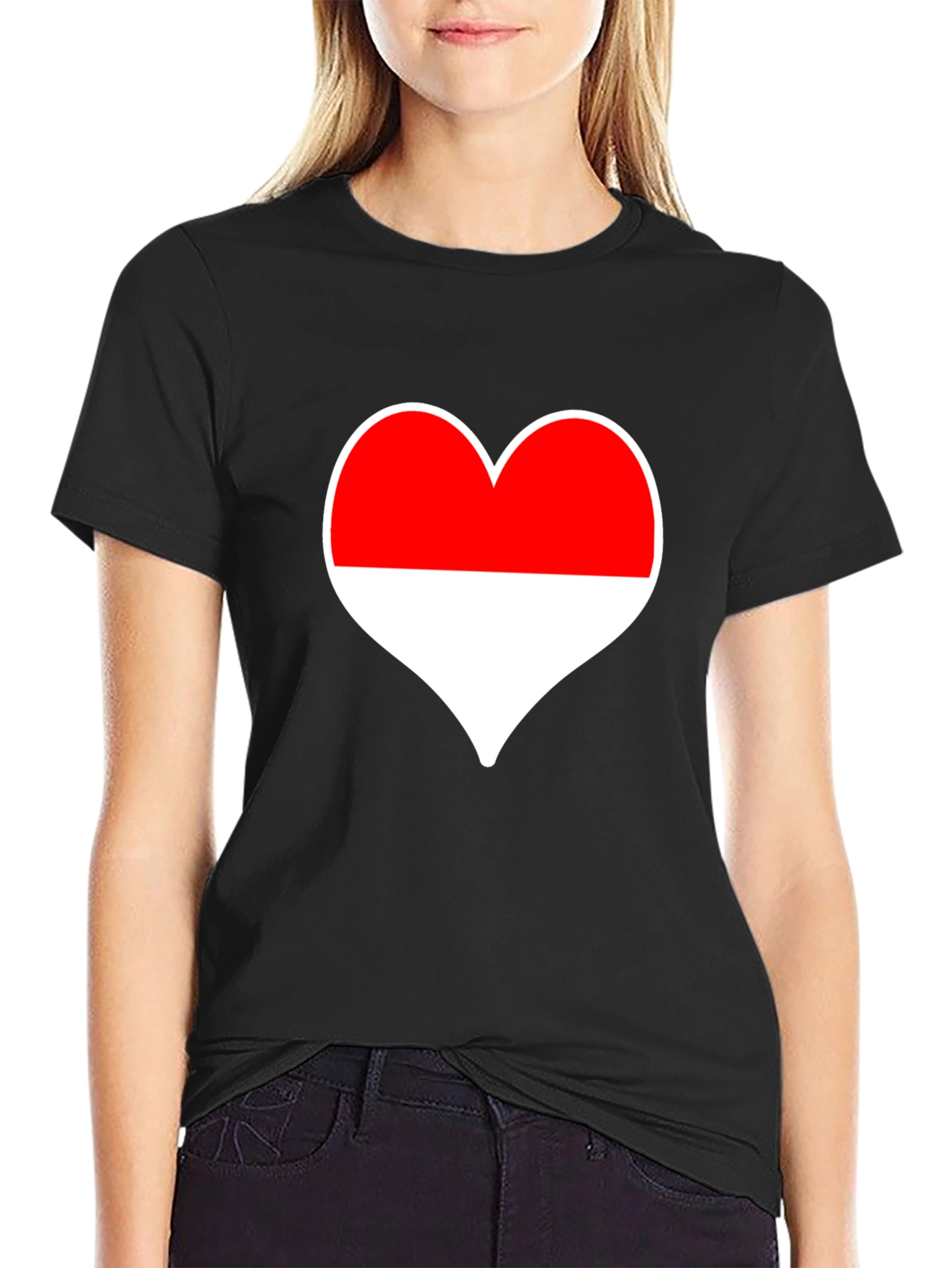 Love Indonesia T-Shirt - Black Heart Design