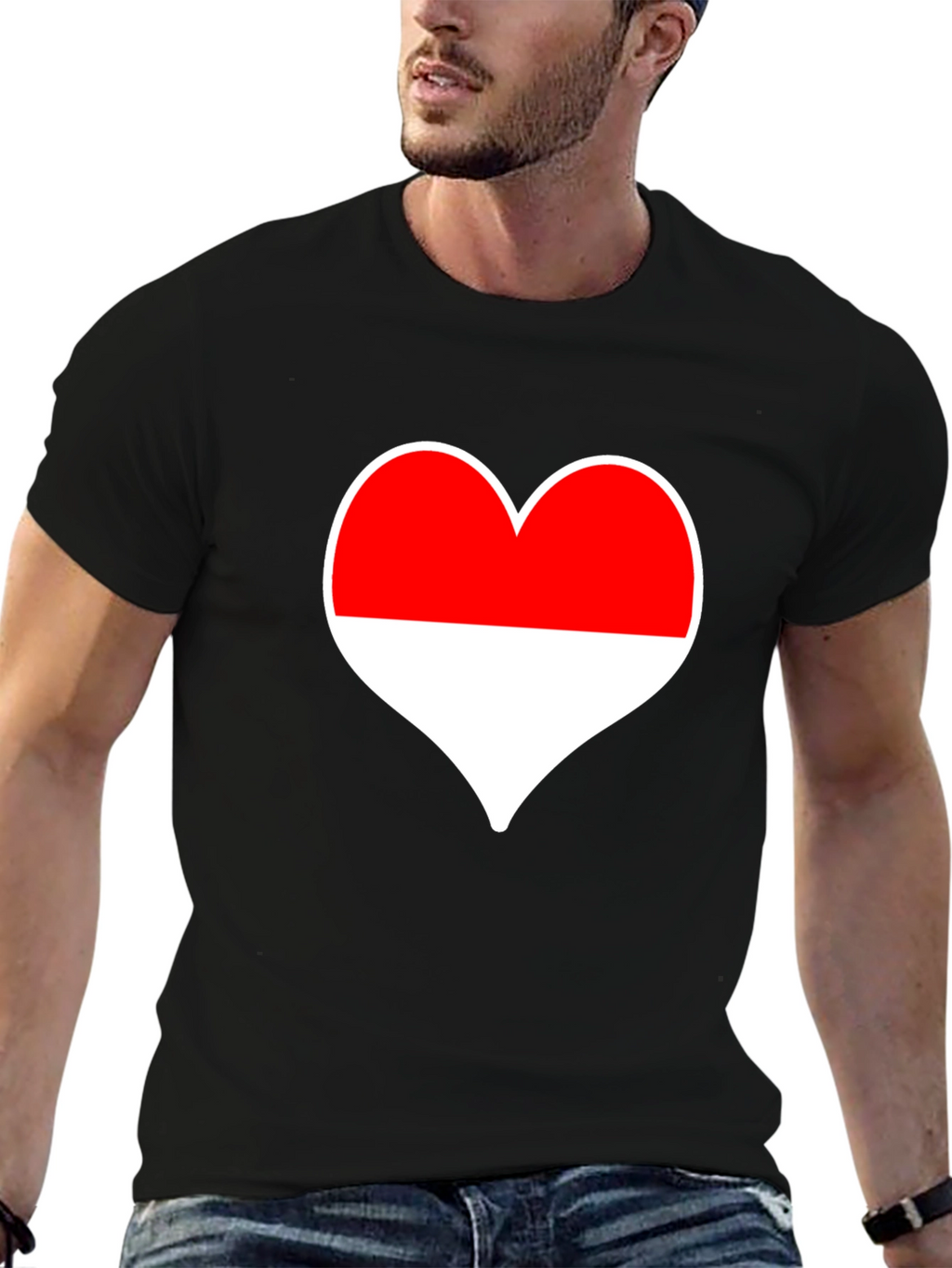 Love Indonesia T-Shirt - Black Heart Design