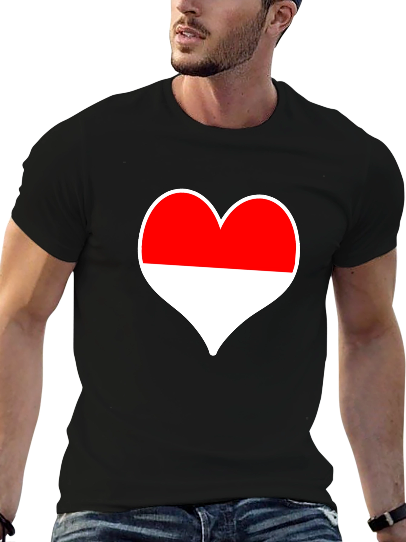 Love Indonesia T-Shirt - Black Heart Design