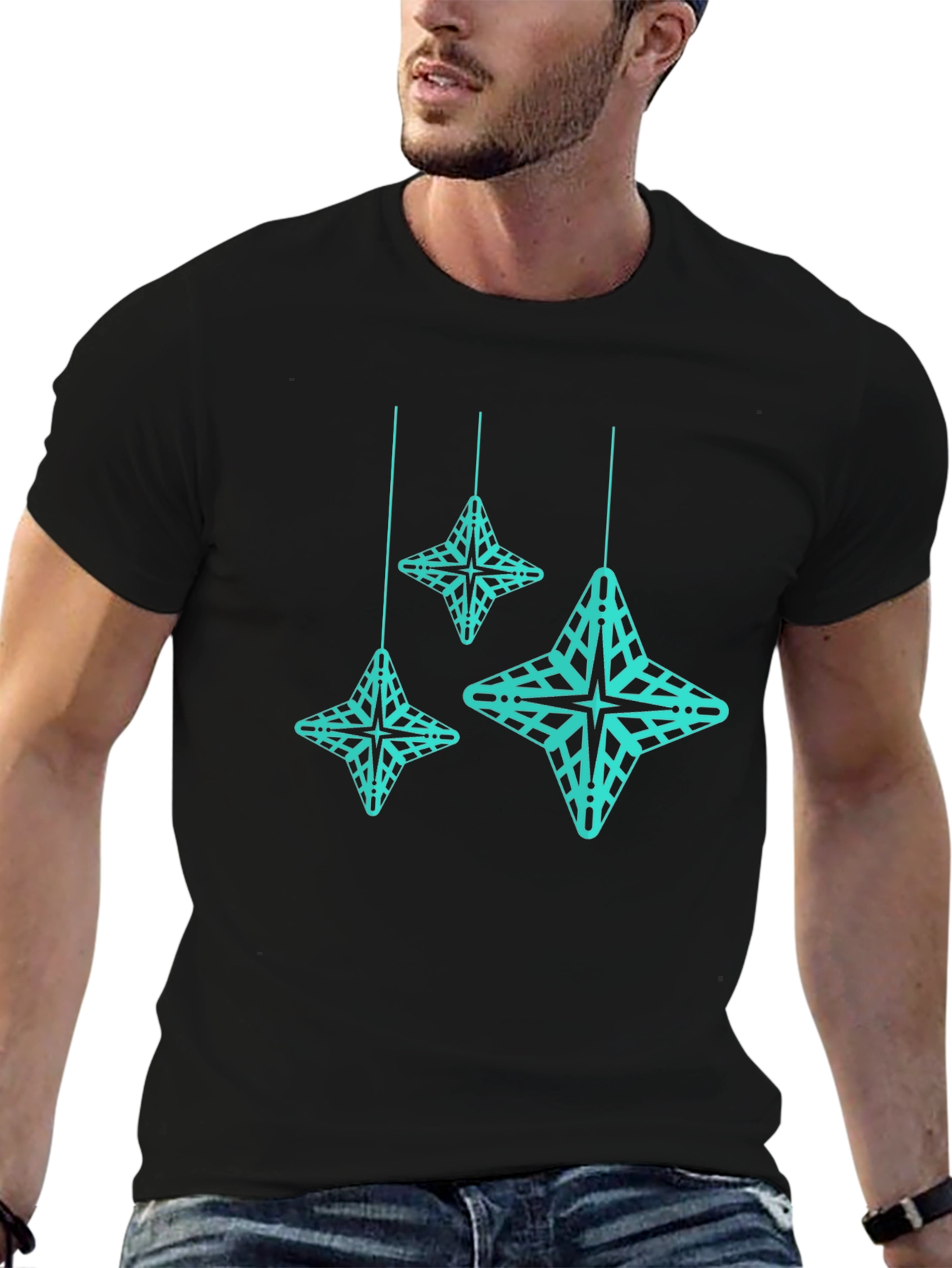 Geometric Star Tee - Modern Black T-Shirt