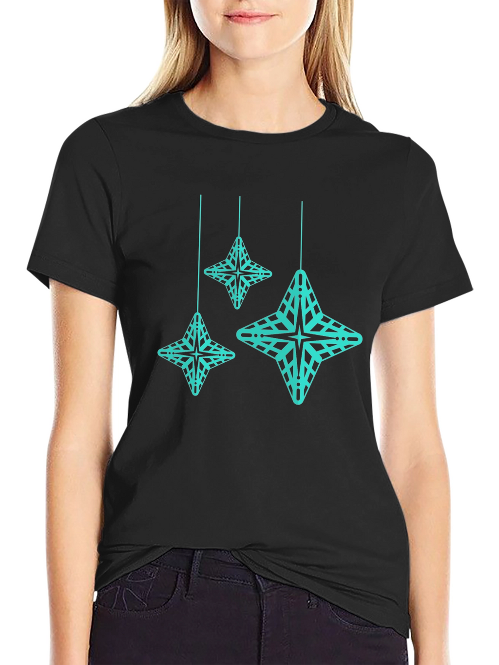 Geometric Star Tee - Modern Black T-Shirt