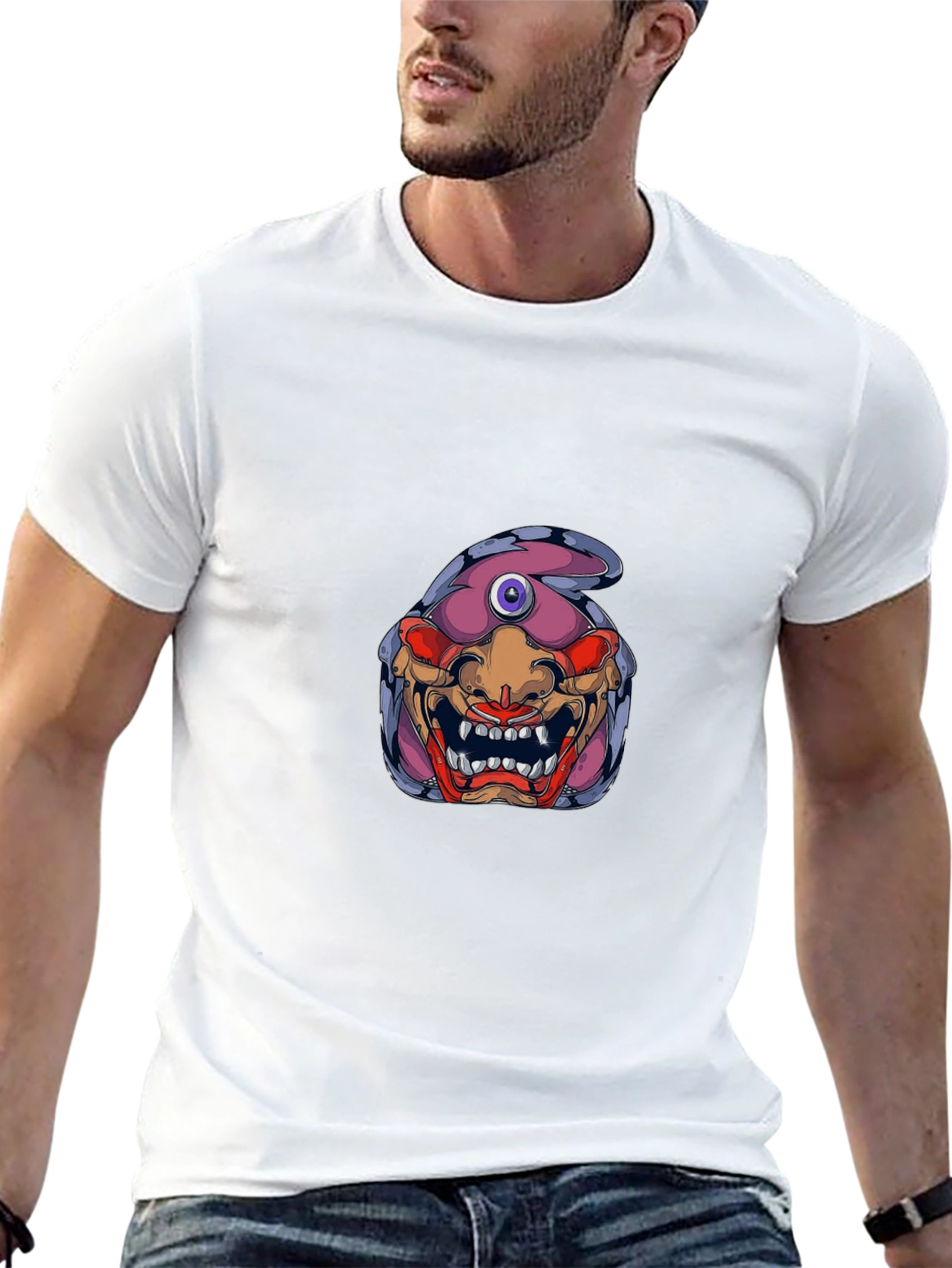 Monster Graphic Print Black T-Shirt