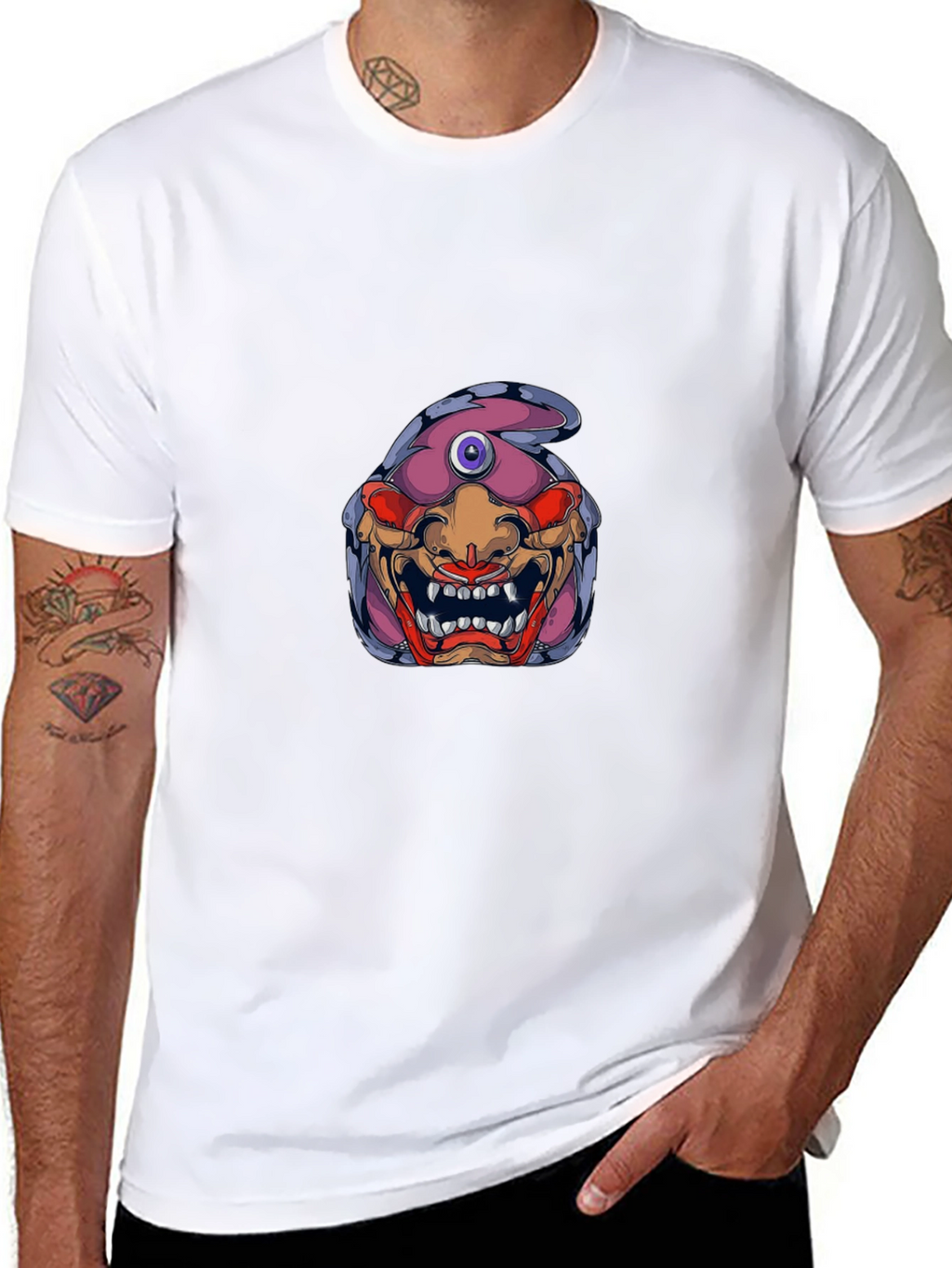 Monster Graphic Print Black T-Shirt