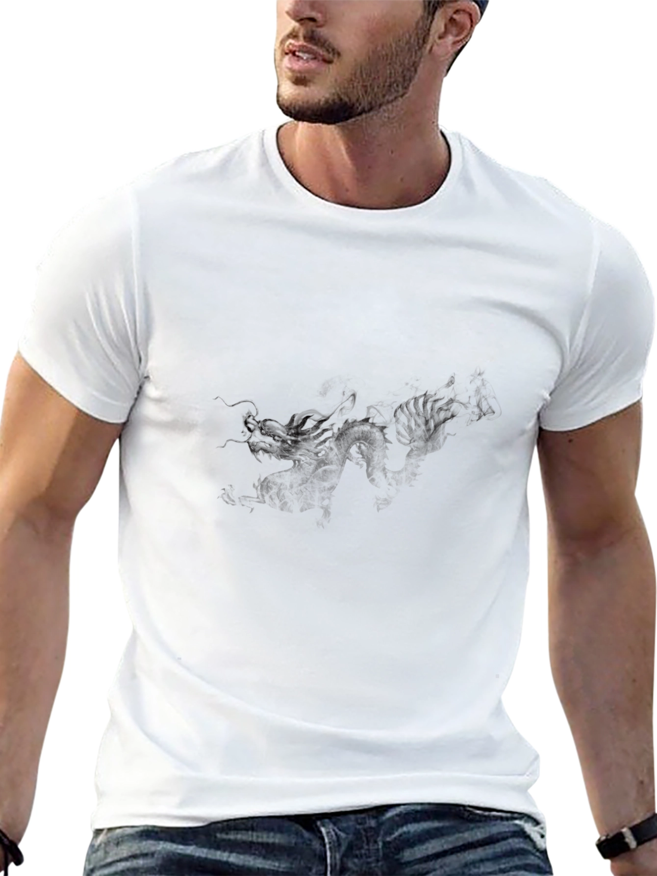 Mens Black Graphic Tee - Subtle Print