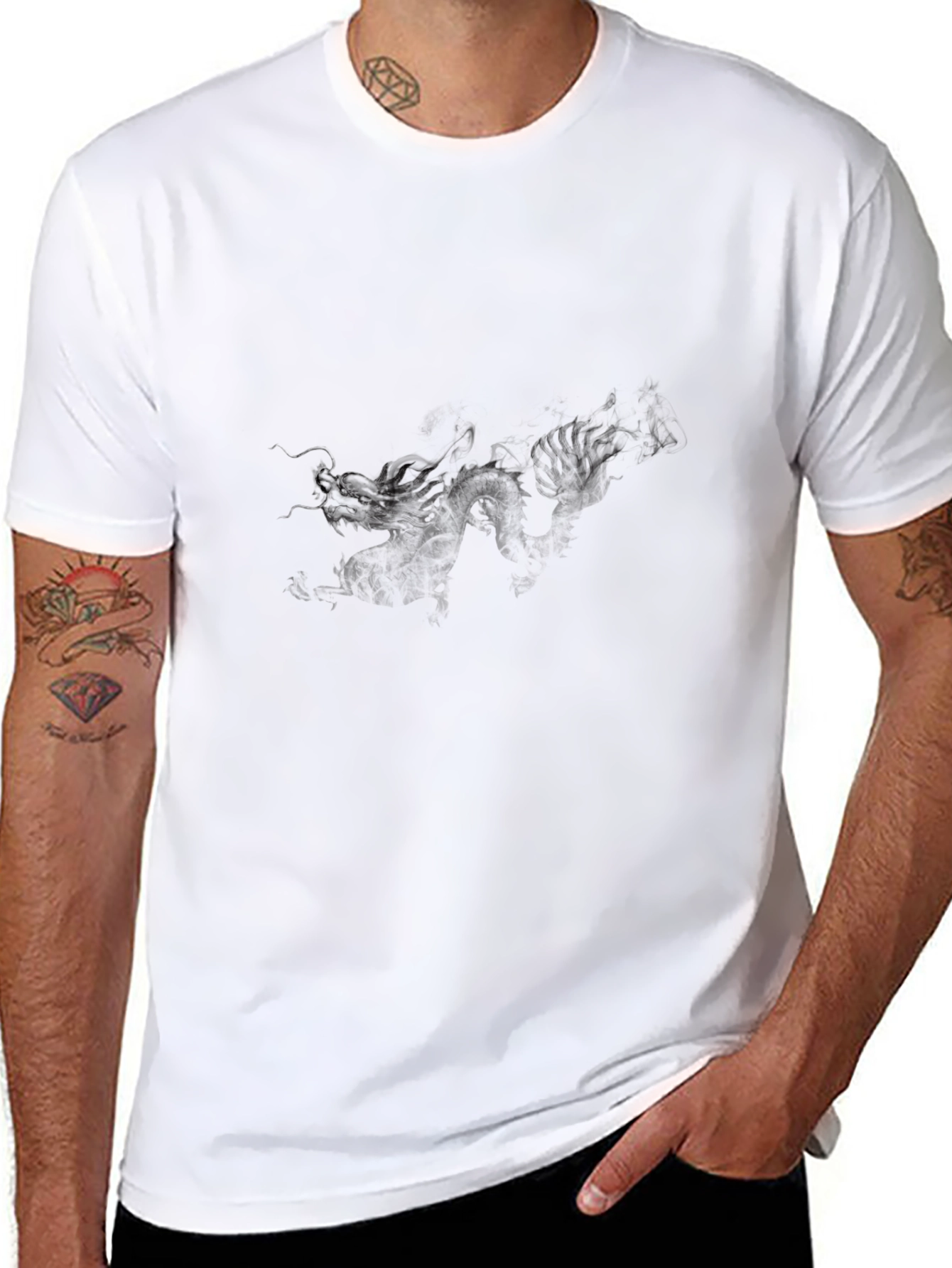 Mens Black Graphic Tee - Subtle Print