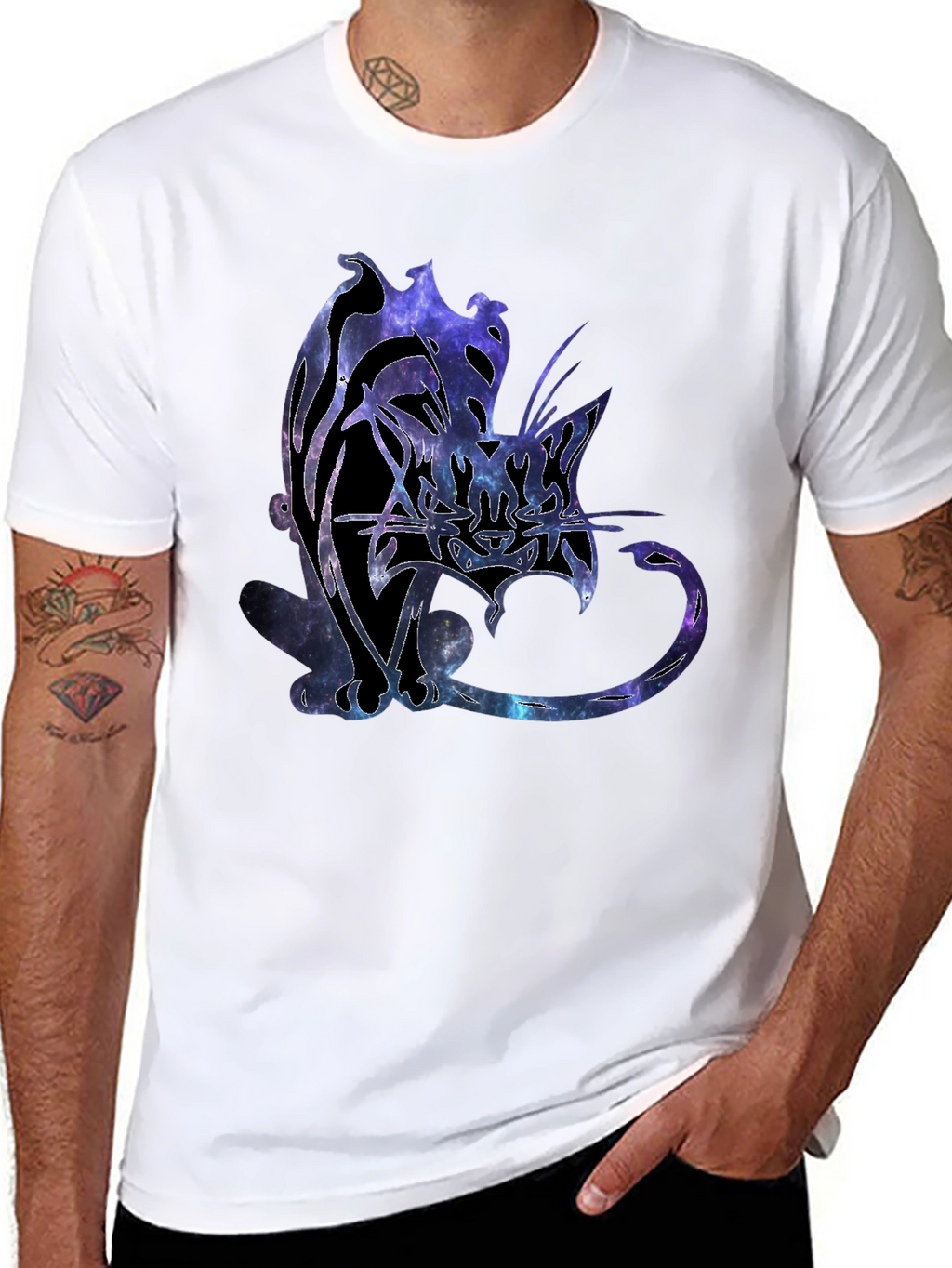 Galaxy Cat Graphic T-Shirt - Unique Space Design