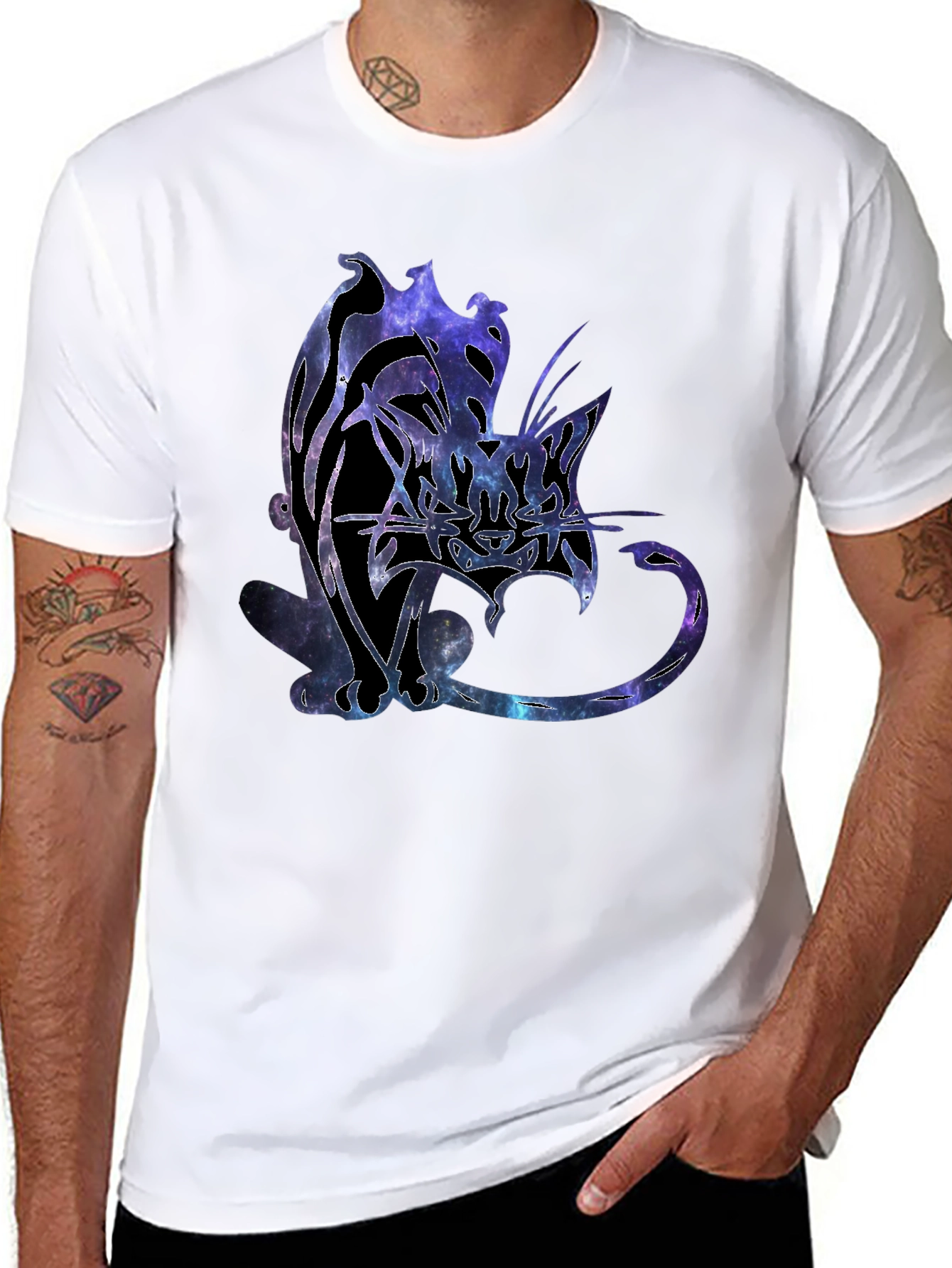 Galaxy Cat Graphic T-Shirt - Unique Space Design
