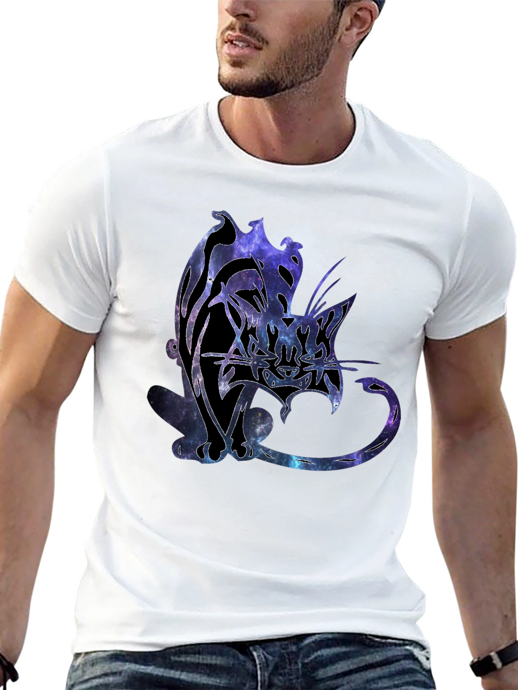 Galaxy Cat Graphic T-Shirt - Unique Space Design