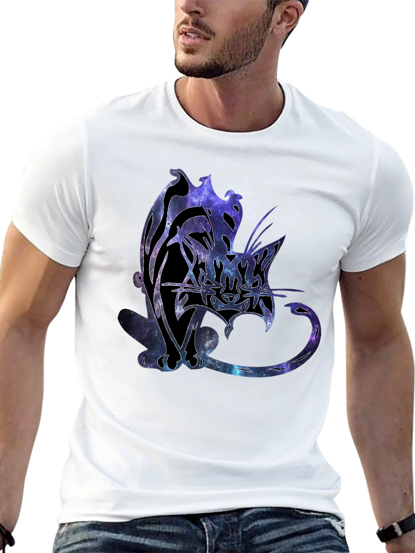 Galaxy Cat Graphic T-Shirt - Unique Space Design