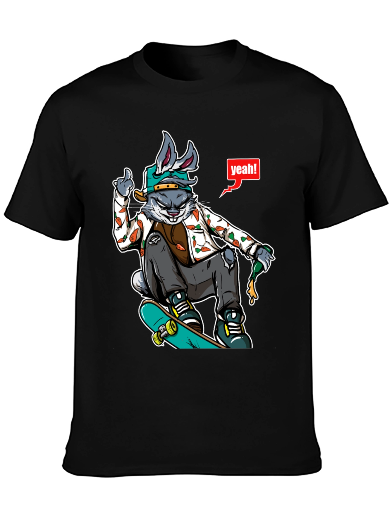 Cool Rabbit Skater Black T-Shirt