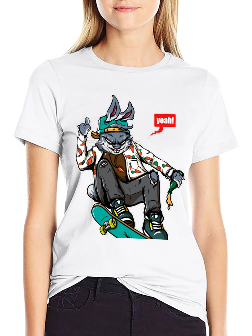 Cool Rabbit Skater Black T-Shirt