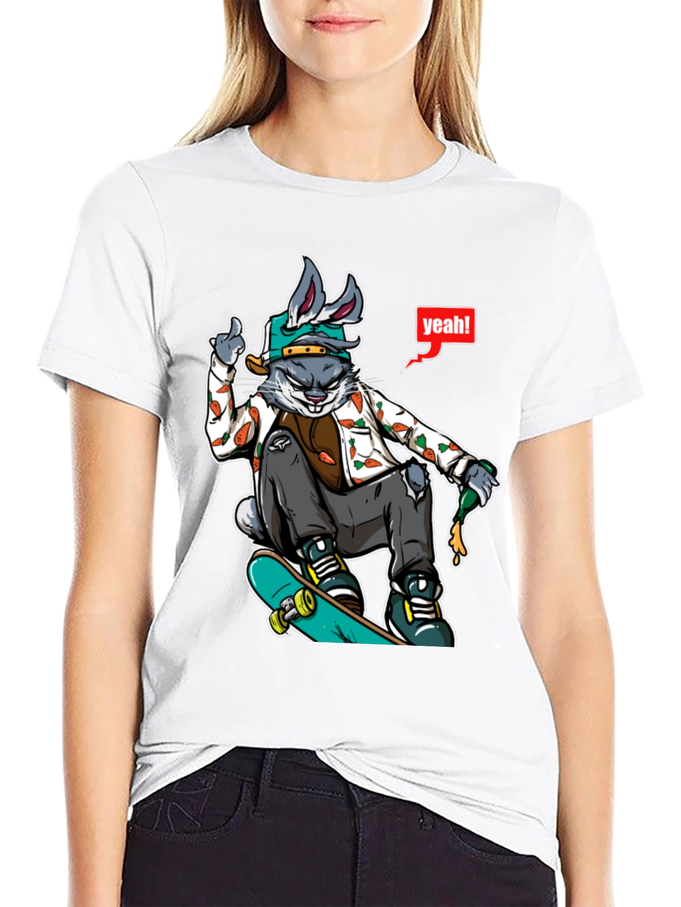 Cool Rabbit Skater Black T-Shirt
