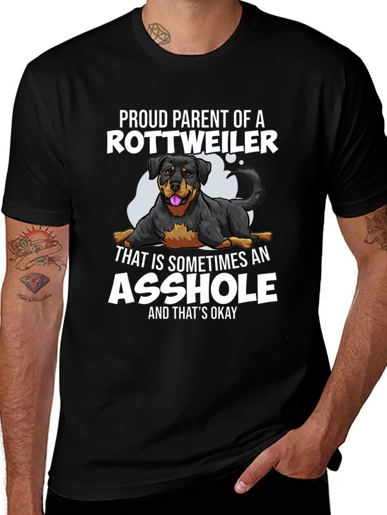 Proud Rottweiler Parent Graphic Tee - Black