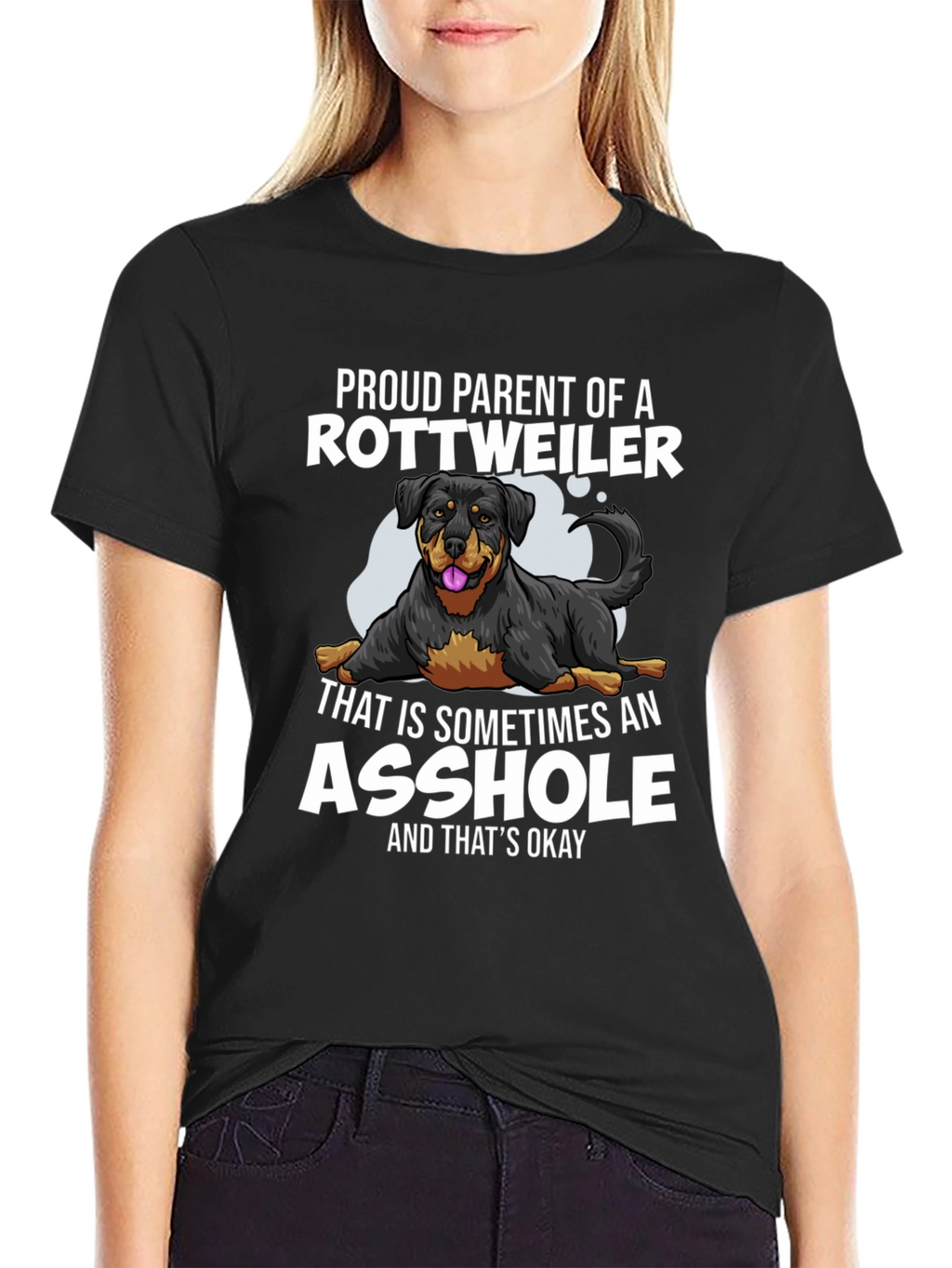 Proud Rottweiler Parent Graphic Tee - Black