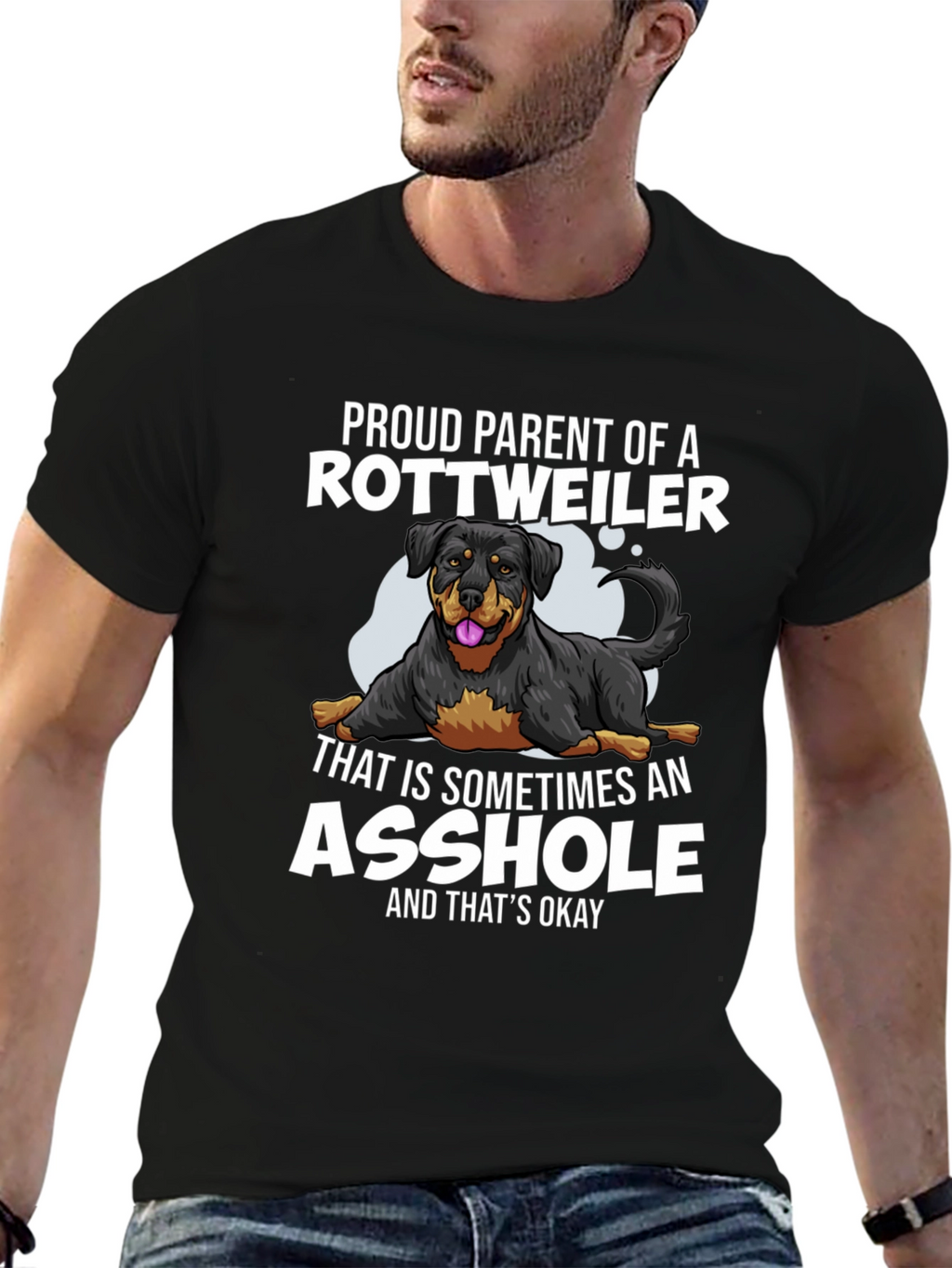 Proud Rottweiler Parent Graphic Tee - Black