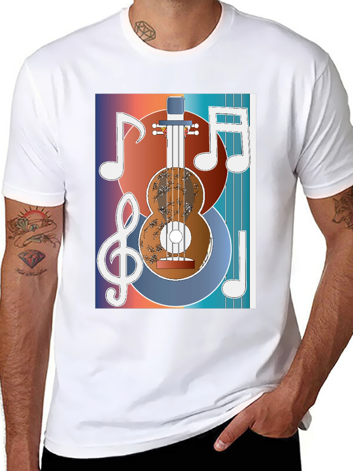 Guitar Music Graphic T-Shirt - Artistic Musician Tee