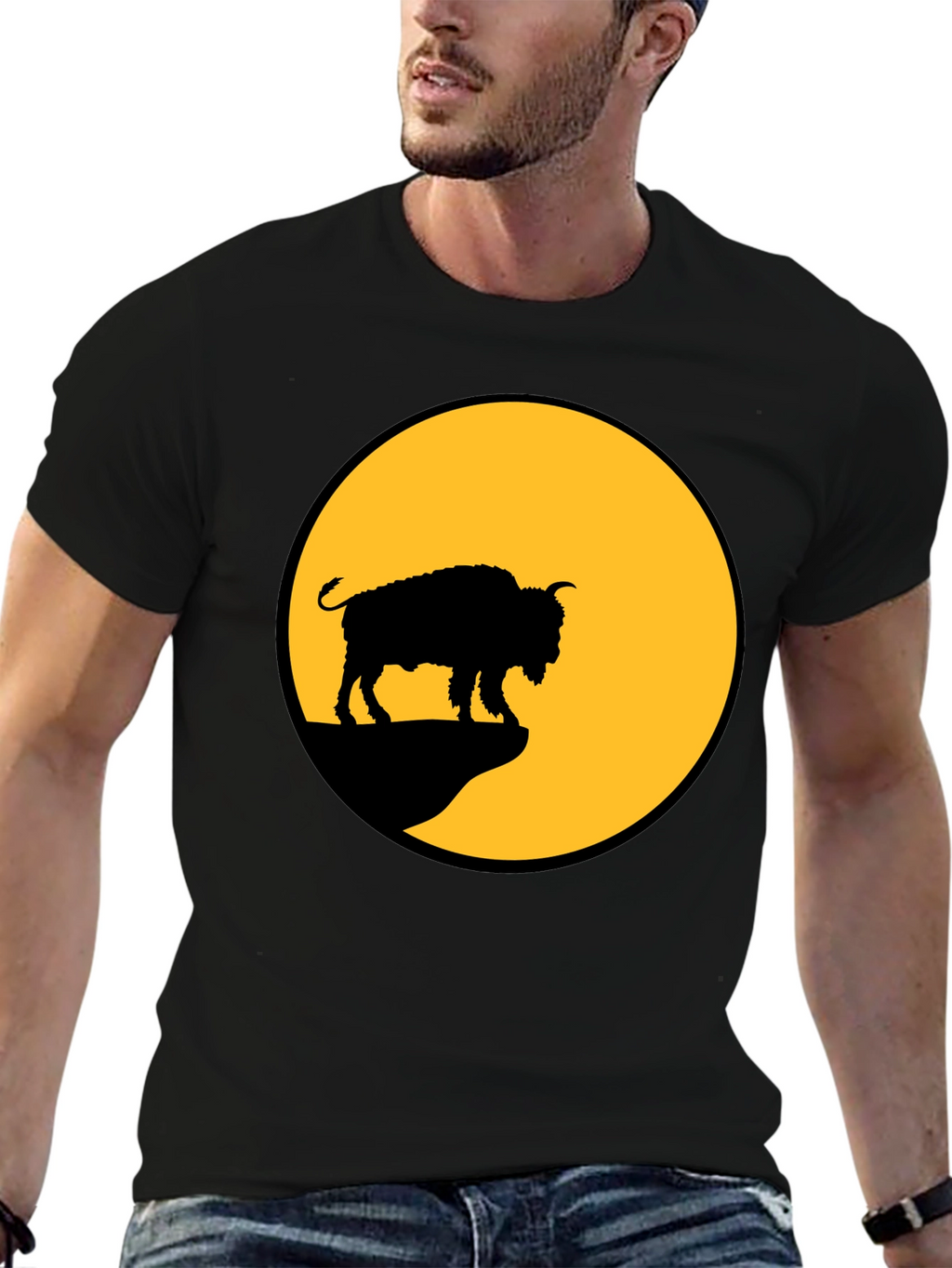 Bison Silhouette T-Shirt - Black Tee