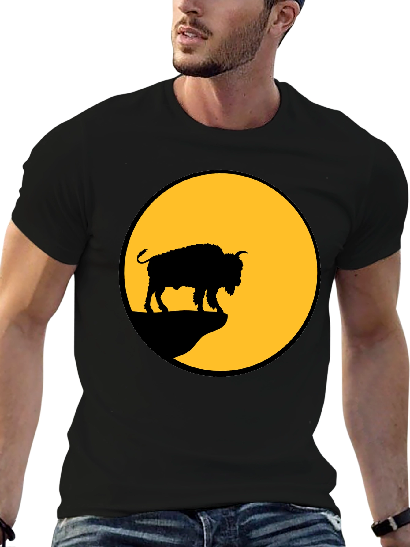 Bison Silhouette T-Shirt - Black Tee