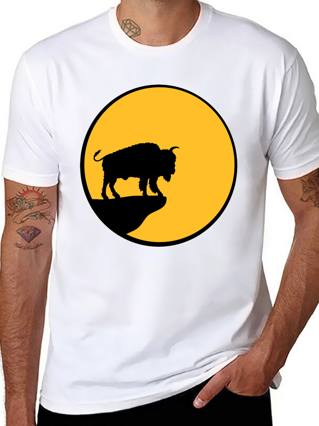 Bison Silhouette T-Shirt - Black Tee
