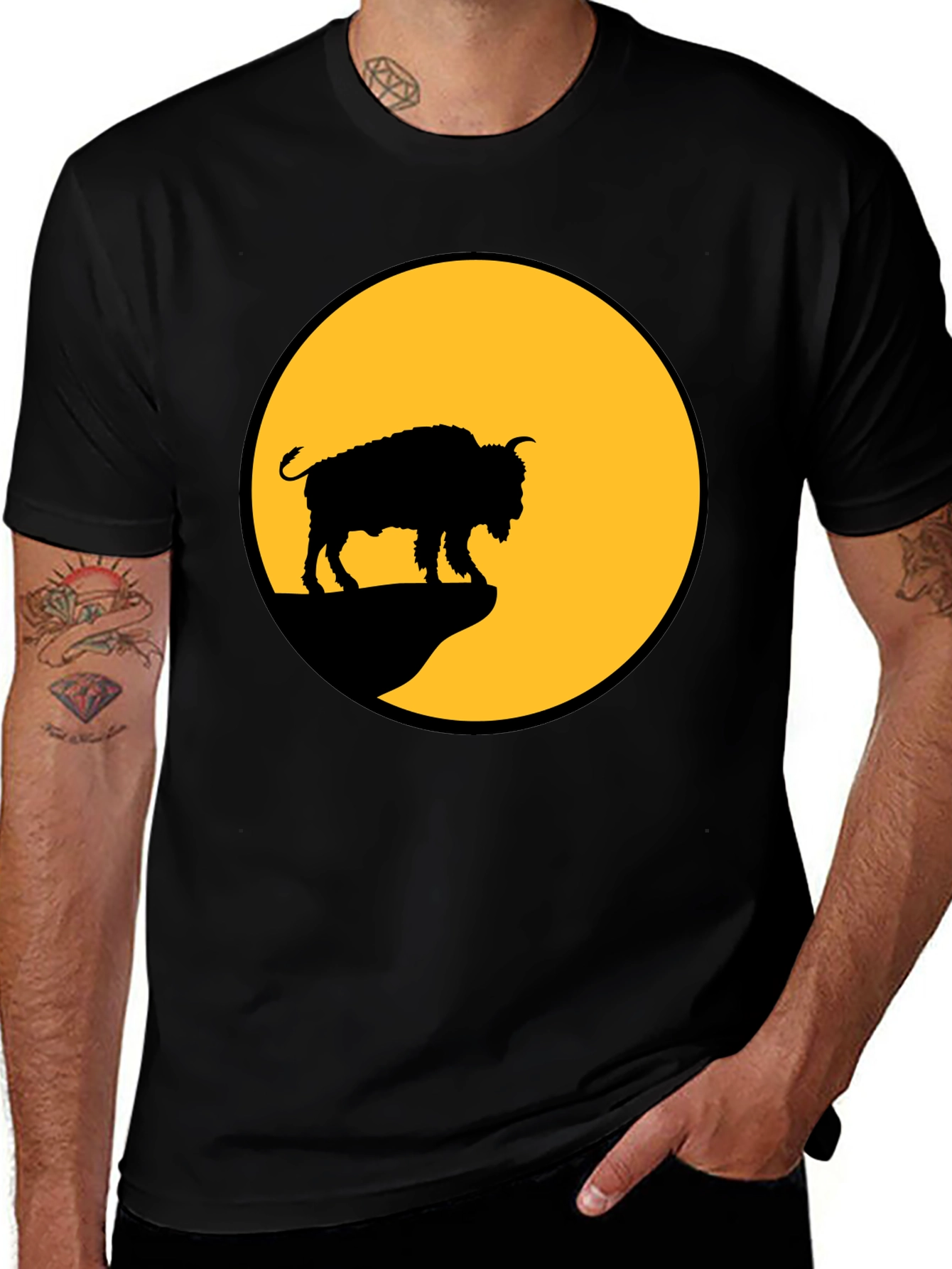 Bison Silhouette T-Shirt - Black Tee