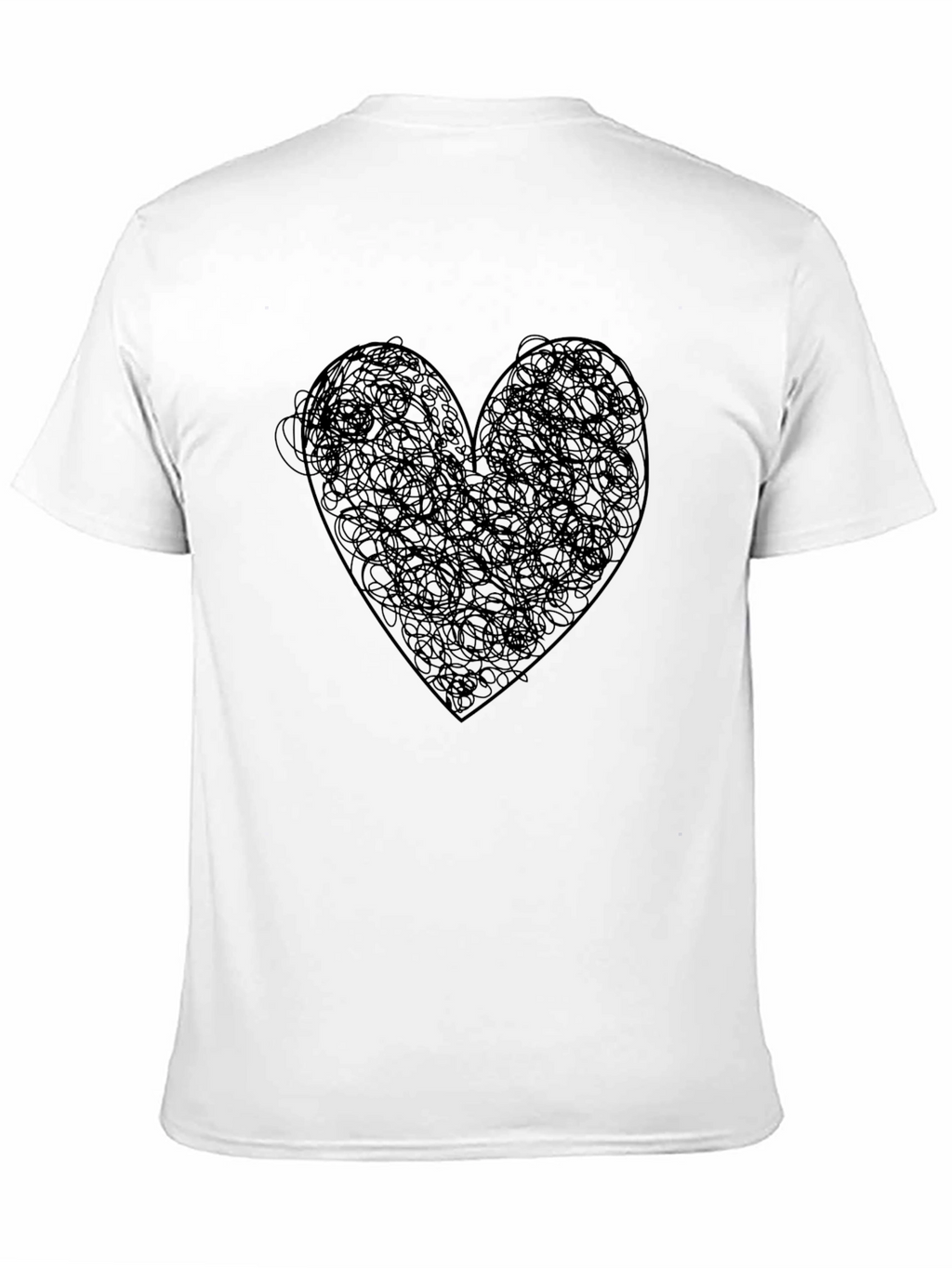 Heart Scribble Graphic Tee - Modern Artistic Black T-Shirt