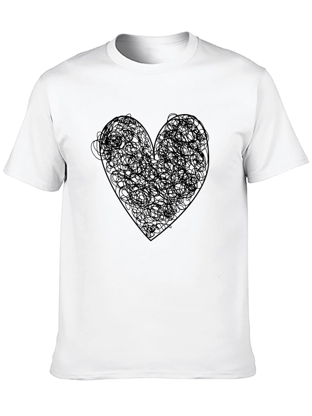 Heart Scribble Graphic Tee - Modern Artistic Black T-Shirt