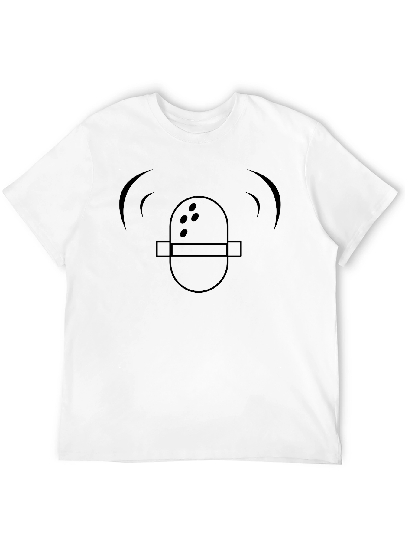 Black T-Shirt with Retro Microphone Design