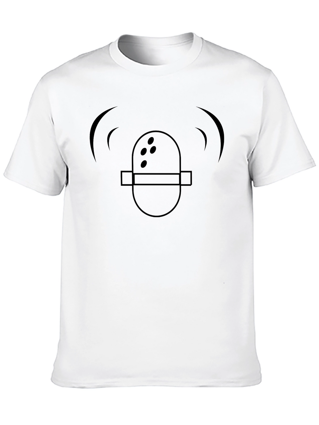 Black T-Shirt with Retro Microphone Design