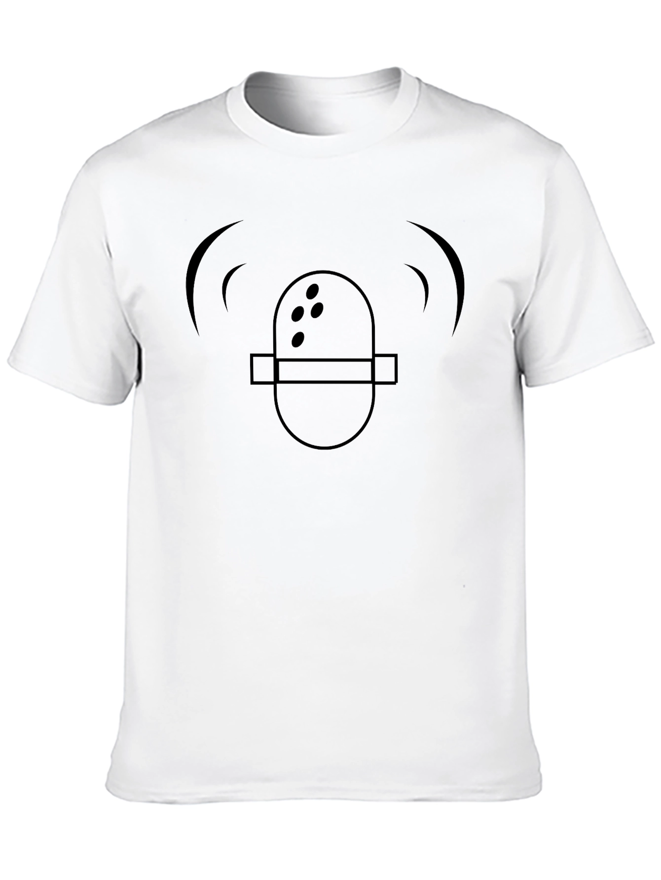 Black T-Shirt with Retro Microphone Design