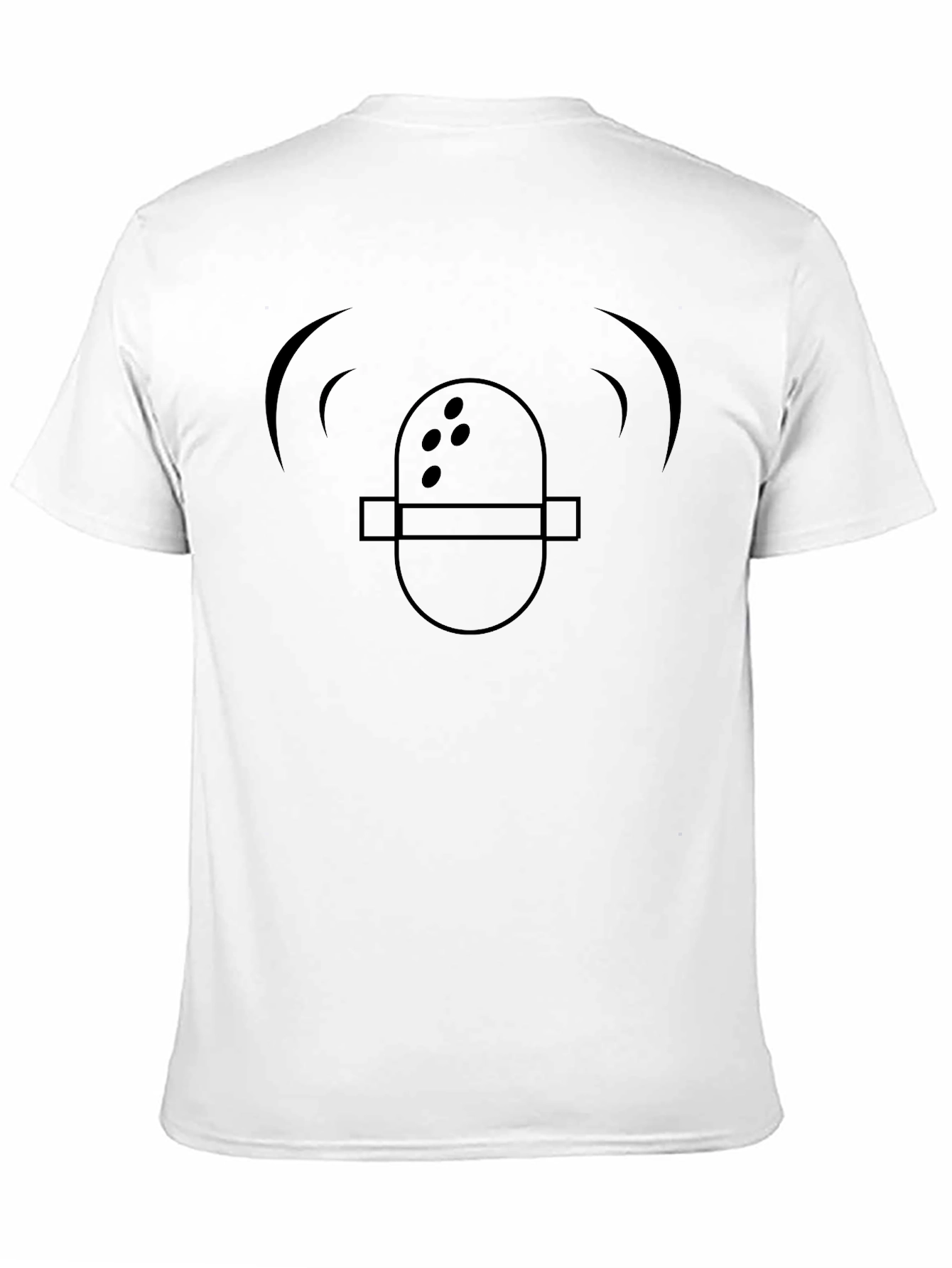 Black T-Shirt with Retro Microphone Design