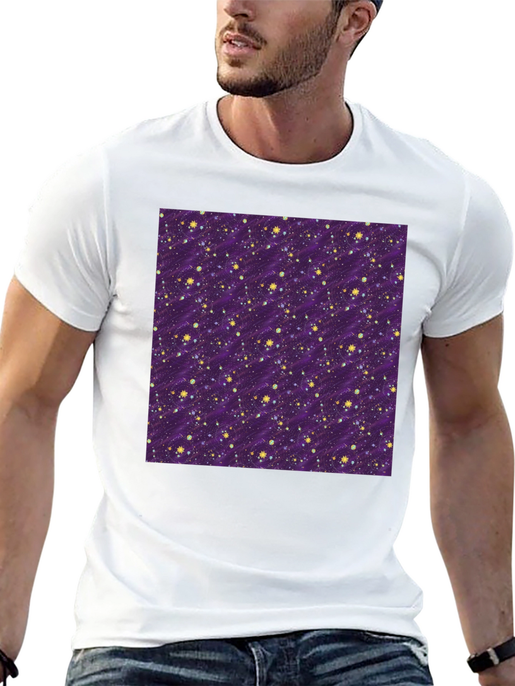 Starry Night Purple T-Shirt - Galaxy Pattern