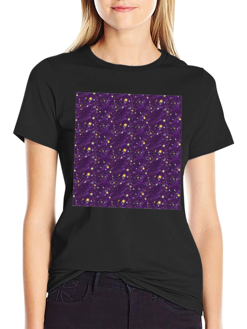 Starry Night Purple T-Shirt - Galaxy Pattern