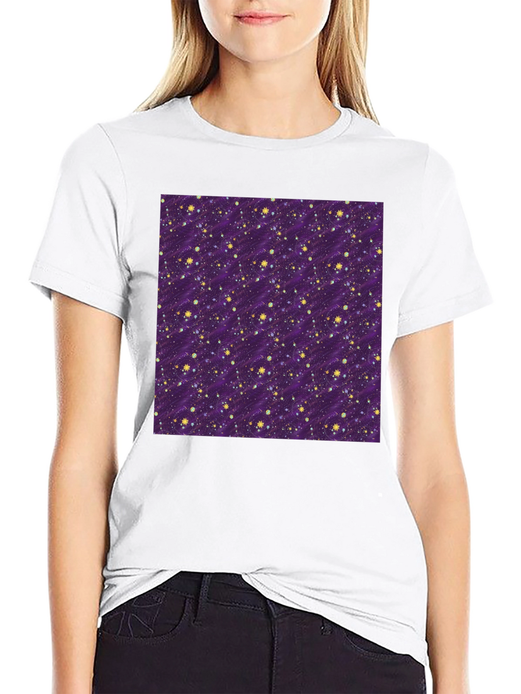 Starry Night Purple T-Shirt - Galaxy Pattern