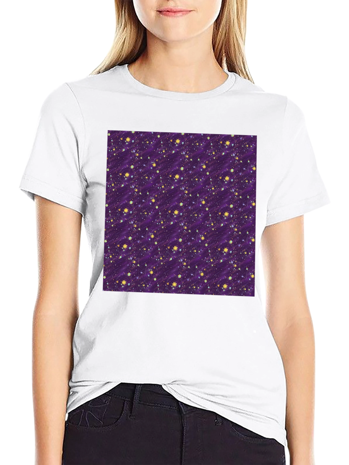 Starry Night Purple T-Shirt - Galaxy Pattern