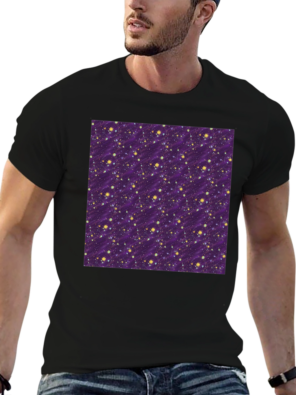 Starry Night Purple T-Shirt - Galaxy Pattern