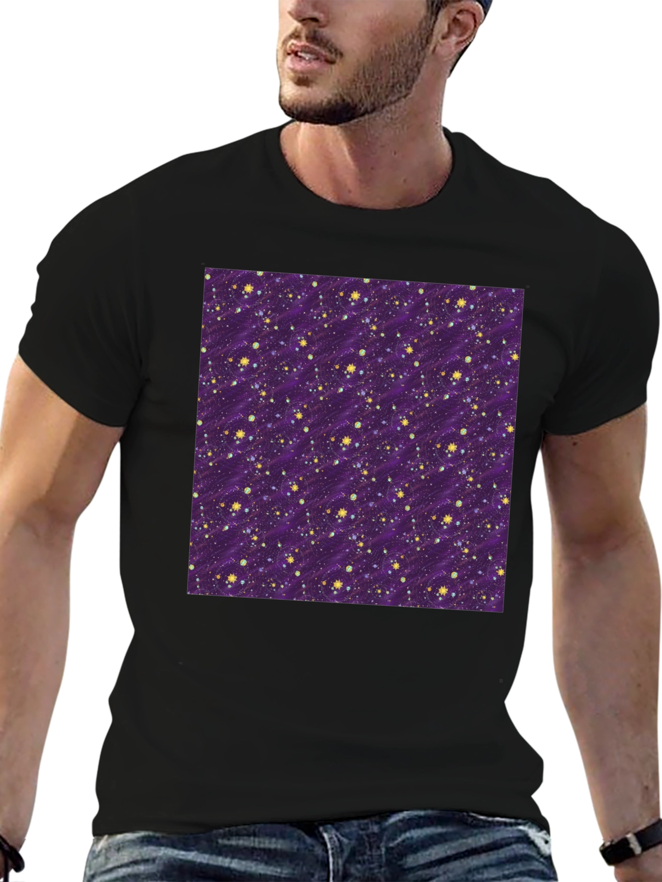 Starry Night Purple T-Shirt - Galaxy Pattern