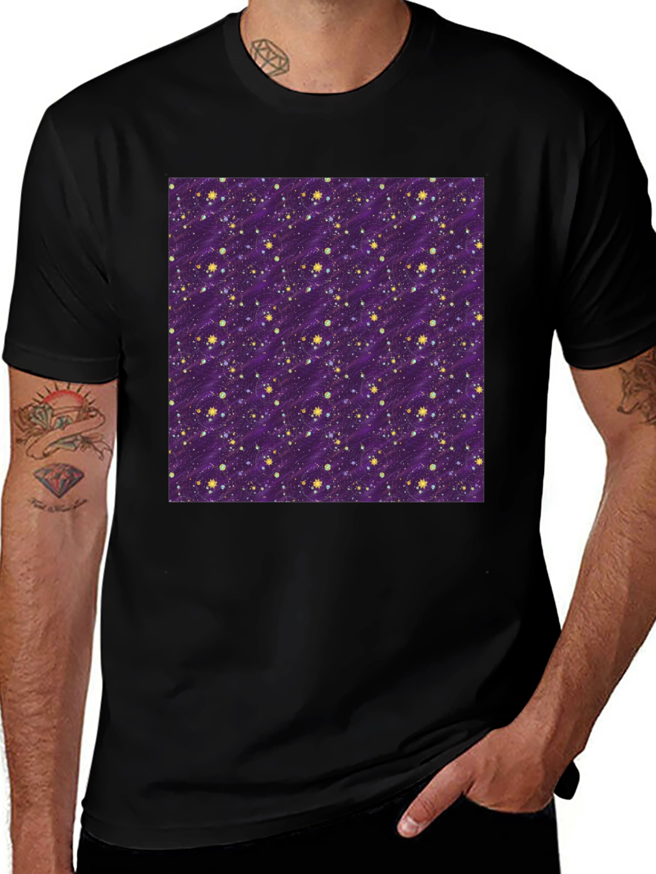 Starry Night Purple T-Shirt - Galaxy Pattern