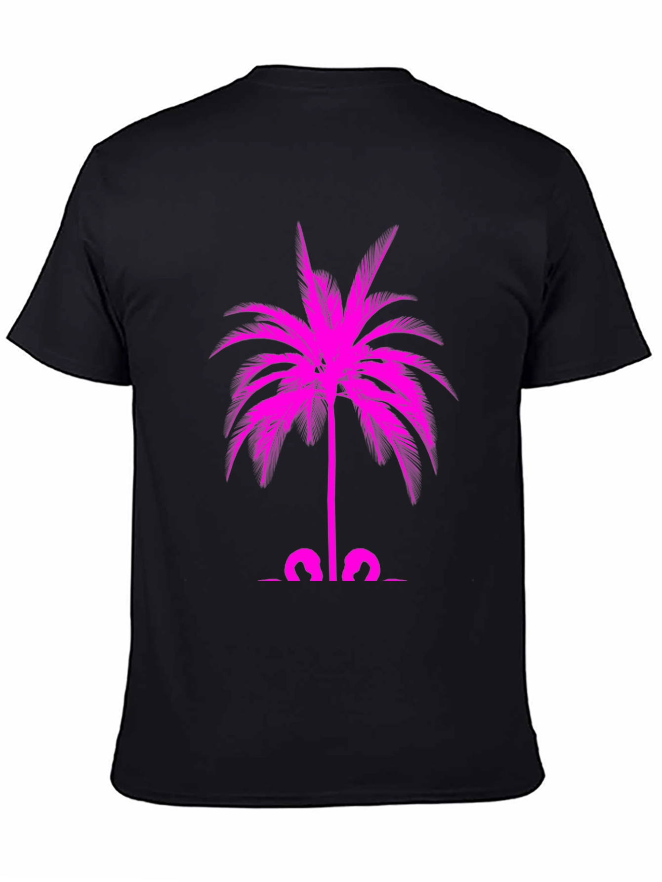 Pink Palm Tree Graphic Tee - Mens Black T-Shirt