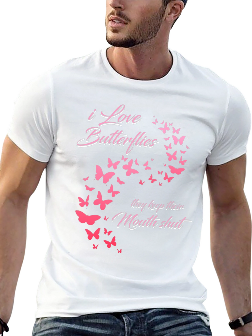 I Love Butterflies Graphic Tee - Black