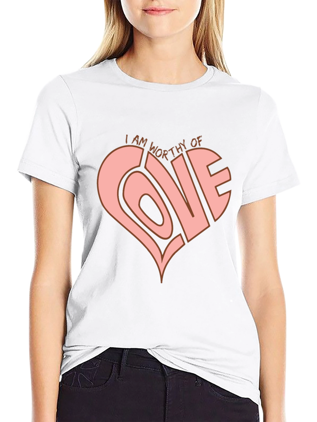 Worthy of Love Heart Graphic Tee - Black