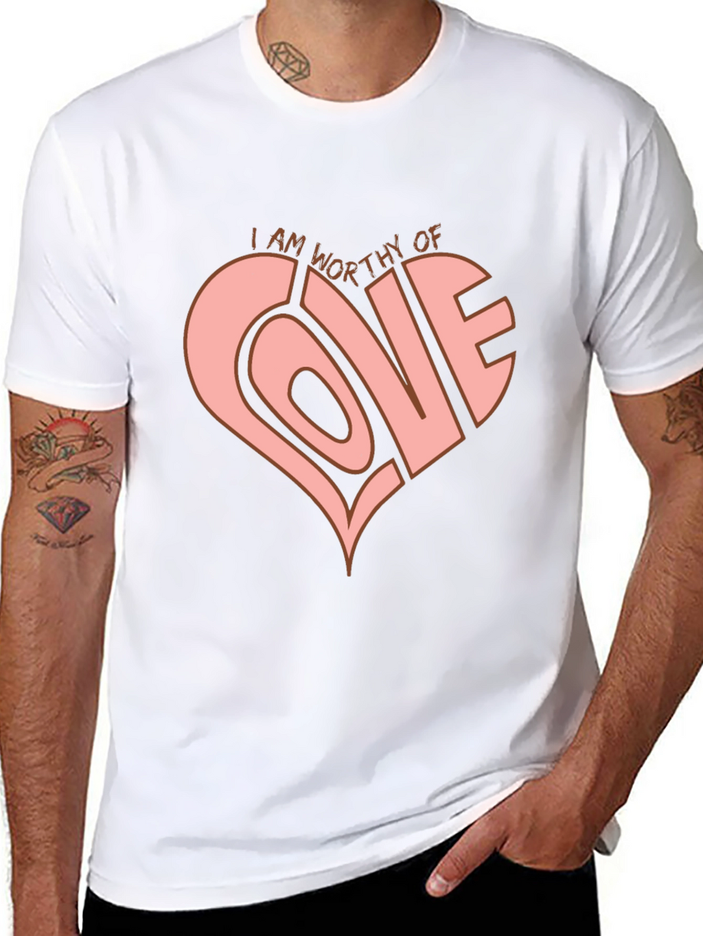 Worthy of Love Heart Graphic Tee - Black