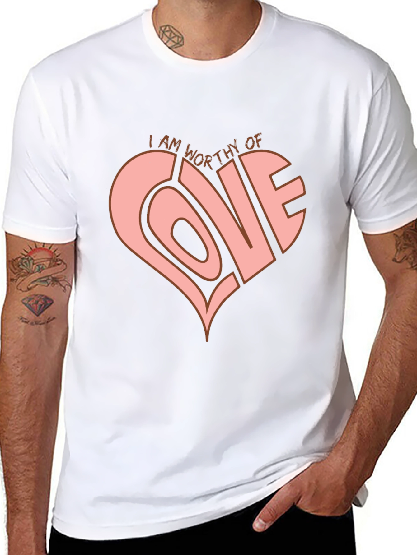 Worthy of Love Heart Graphic Tee - Black