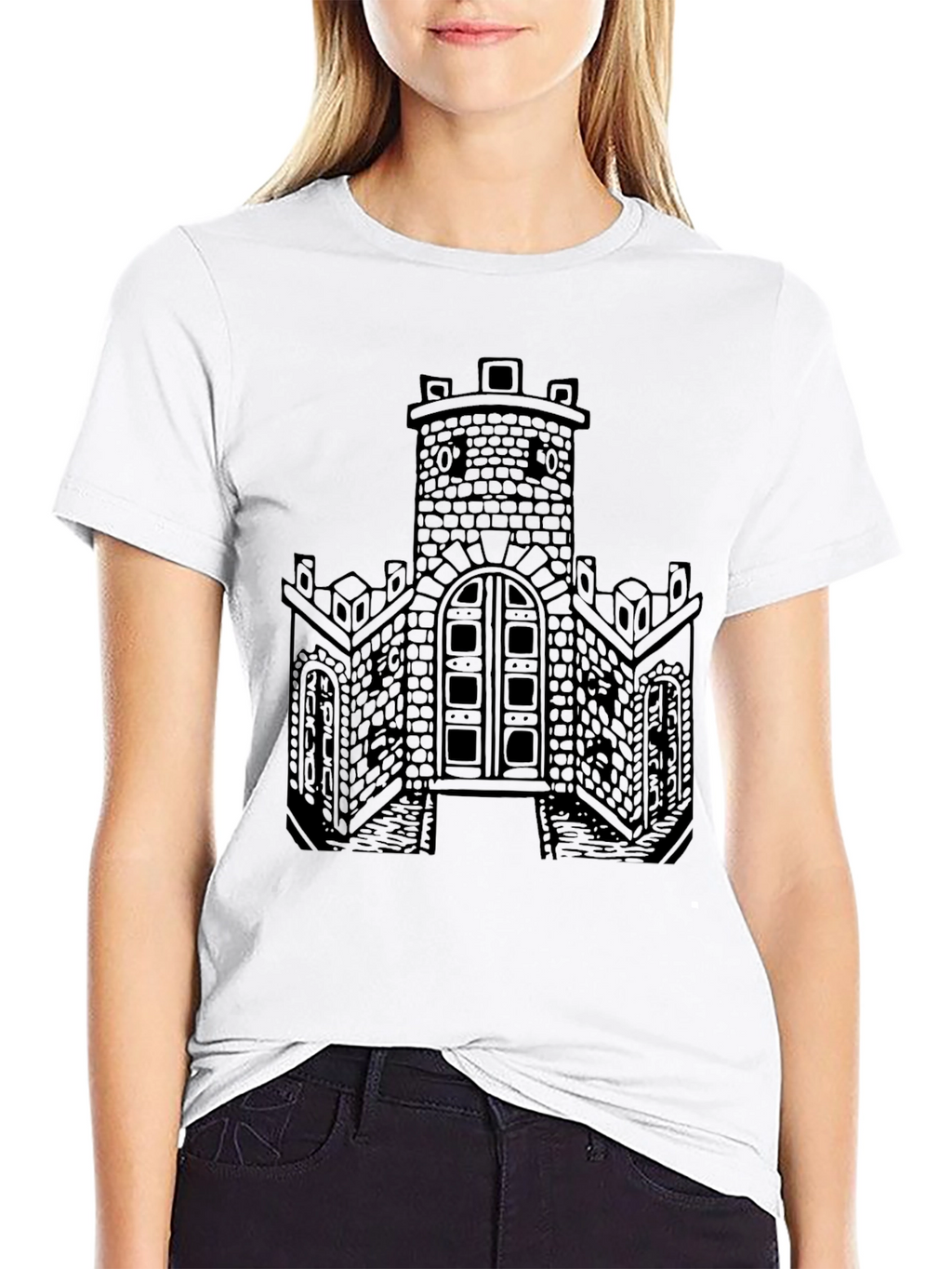 Castle Print Black T-Shirt